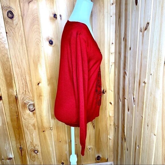 Calvin Klein red wool blend sweater with sequins L - Picture 4 of 8